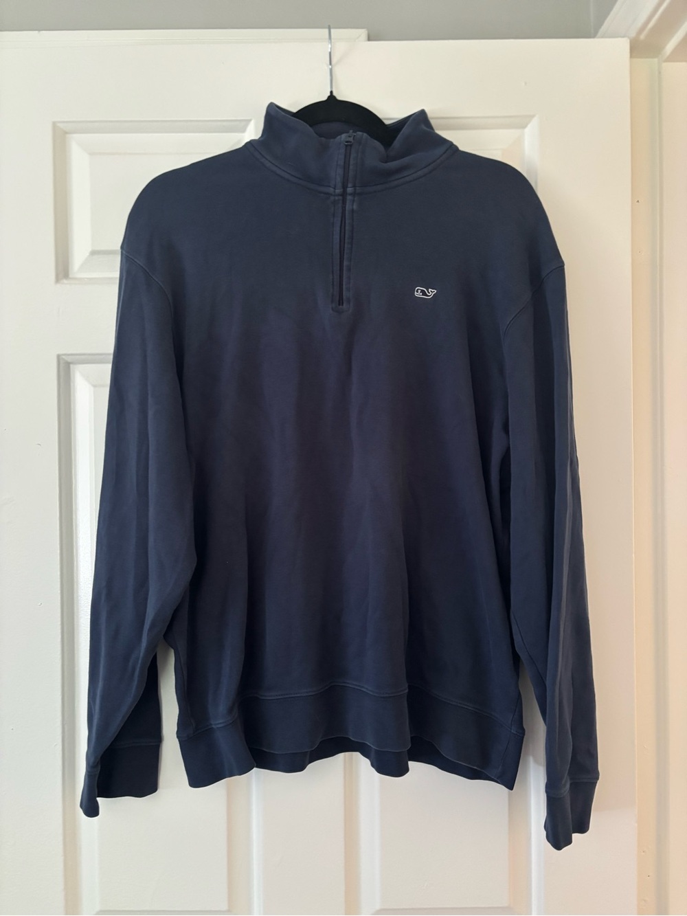 Vineyard Vines Men’s Large Navy Blue 1/4 Zip Pullover Whale Logo Cotton